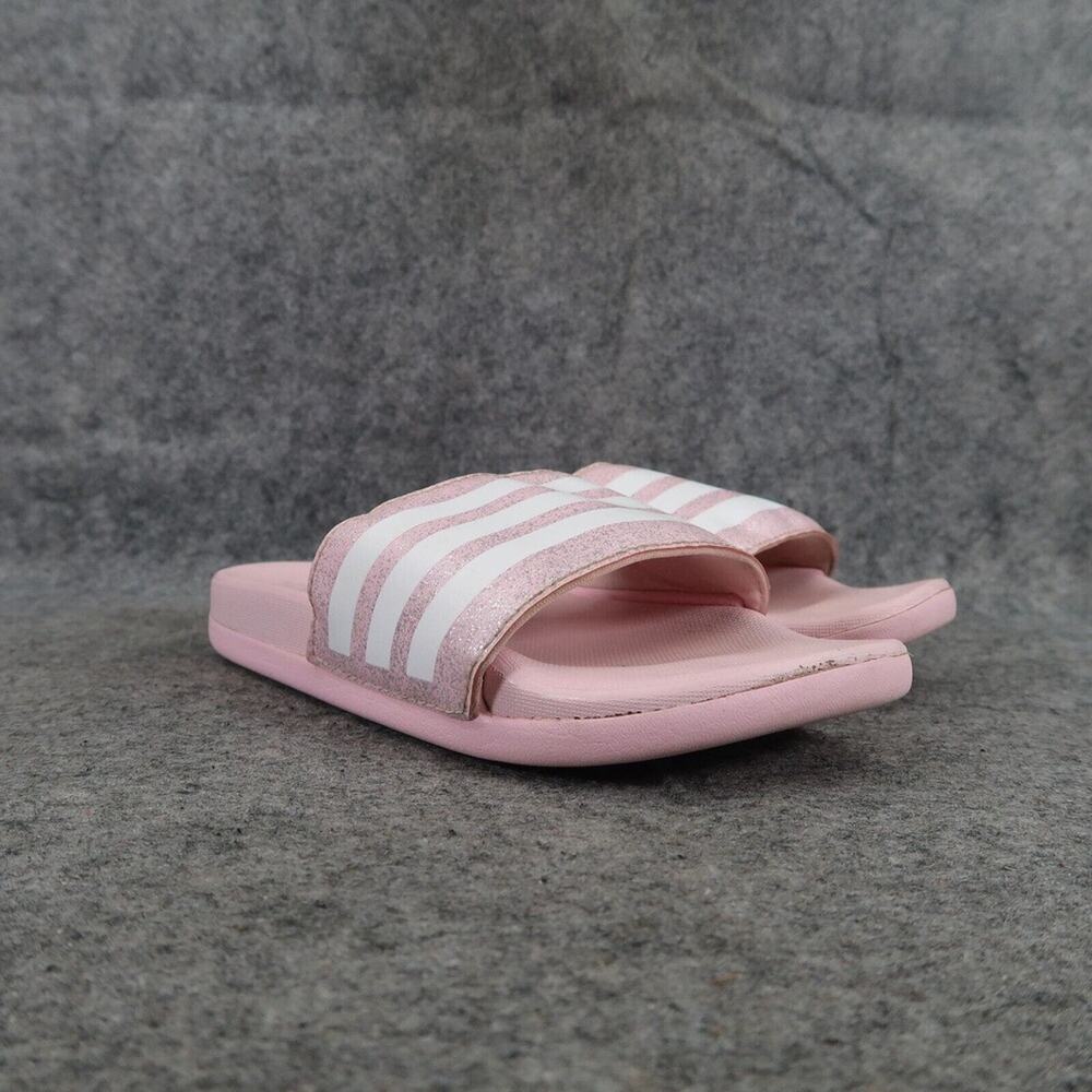 Adidas Shoes Kids 13 Sandals Slides Adilette Pink Glitter Girls Comfort Casual